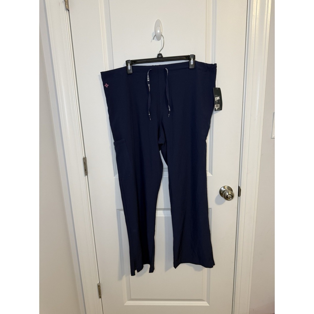 Med Couture Energy Women's Navy Blue Scrub Pants Straight Leg Size XL Pull‎ On